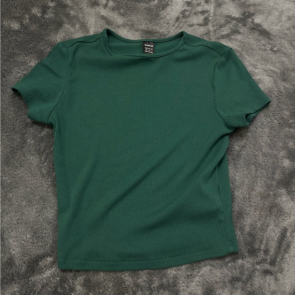 SHEIN Green Fitted Short Sleeve T-Shirt